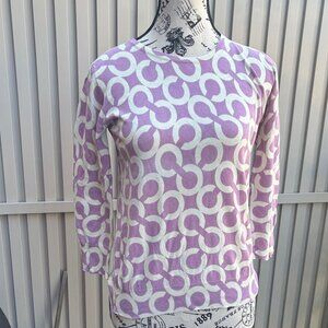Vintage Coach 100% Cotton Purple and White Monogram C Logo Sweater Top
